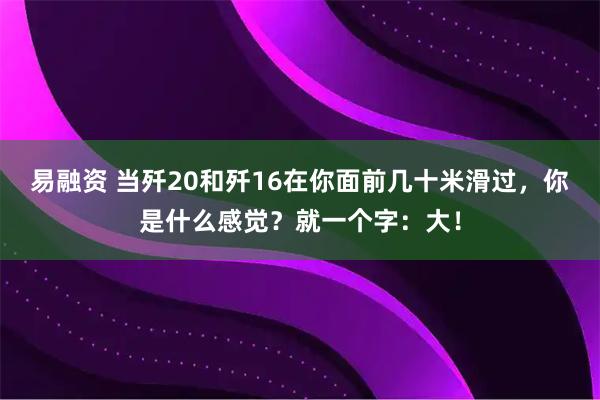 易融资 当歼20和歼16在你面前几十米滑过，你是什么感觉？就一个字：大！