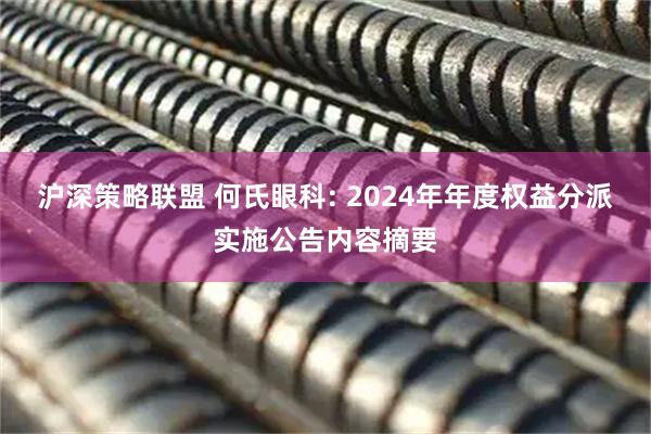 沪深策略联盟 何氏眼科: 2024年年度权益分派实施公告内容摘要